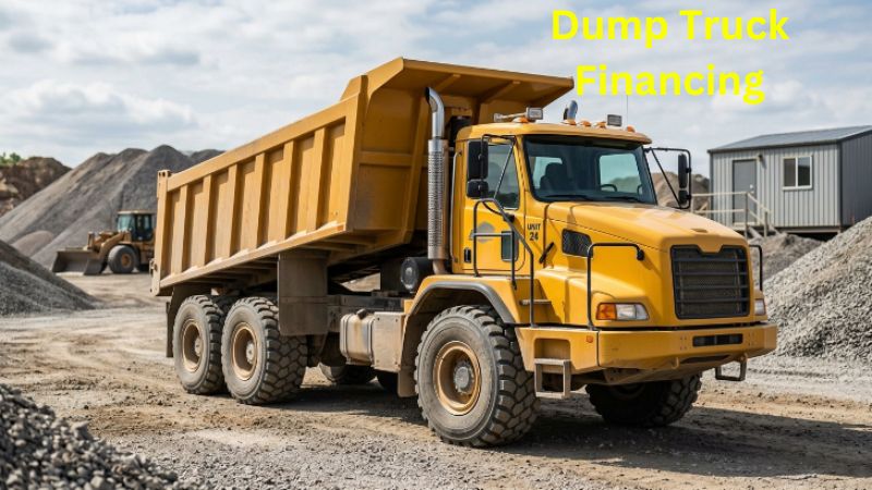 Commercial dump truck at a construction site — dump truck financing guide