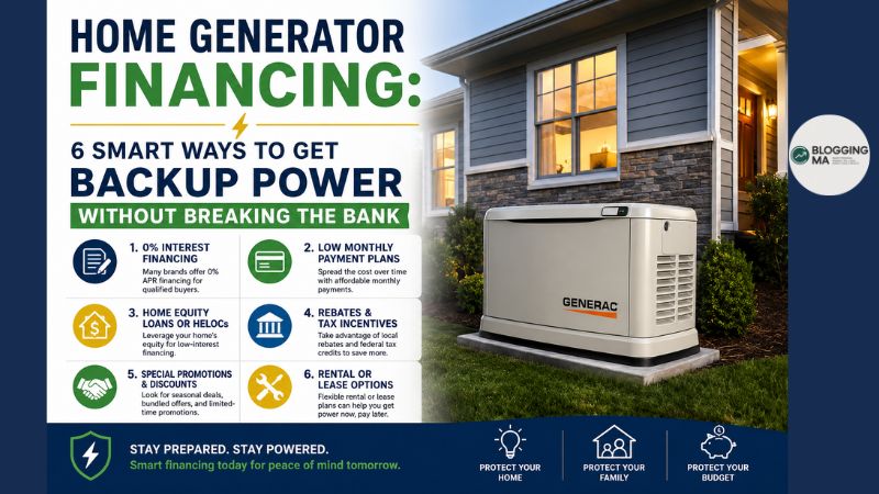 Whole home standby generator installed beside a house — generator financing guide