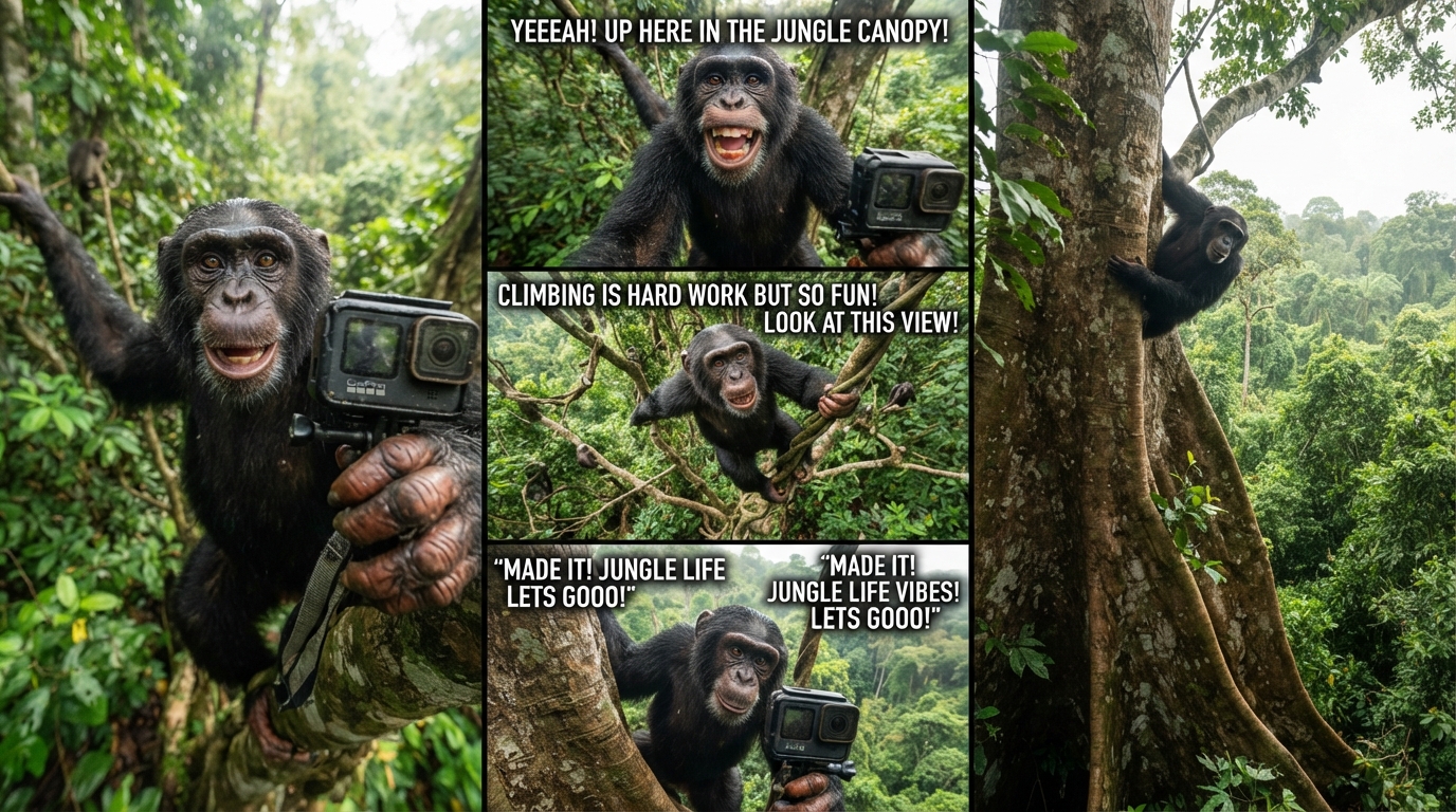 monkey vlogging ai video prompt